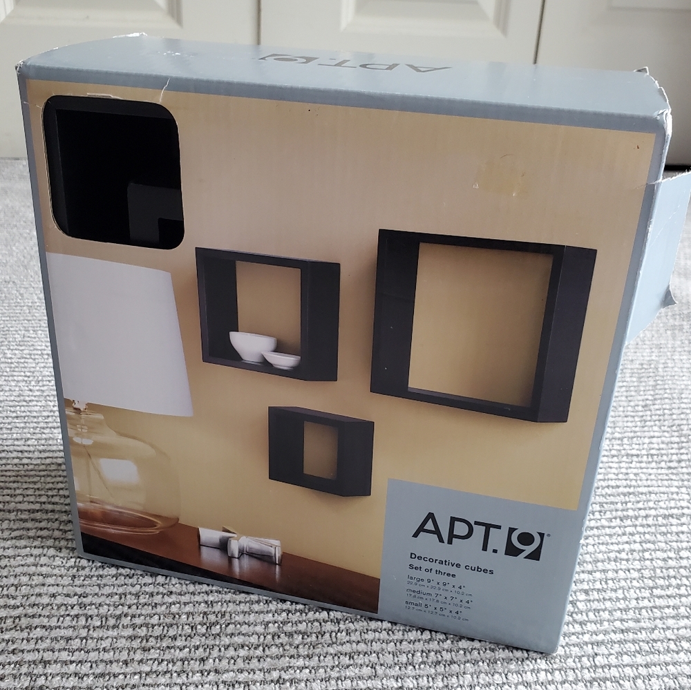 APT. 9  Set of Three Black Decorative Cubes New in Box